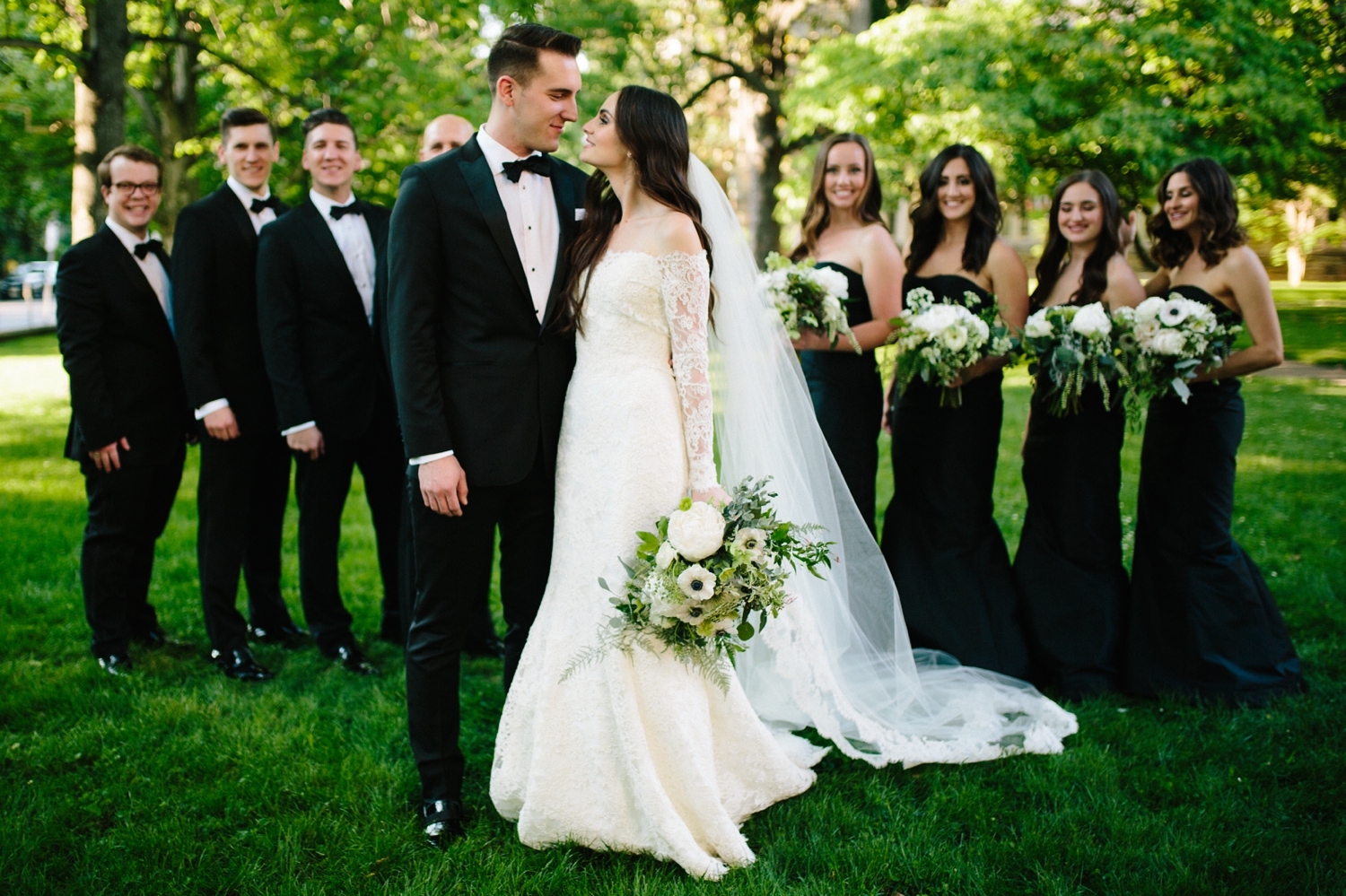 black tie wedding party
