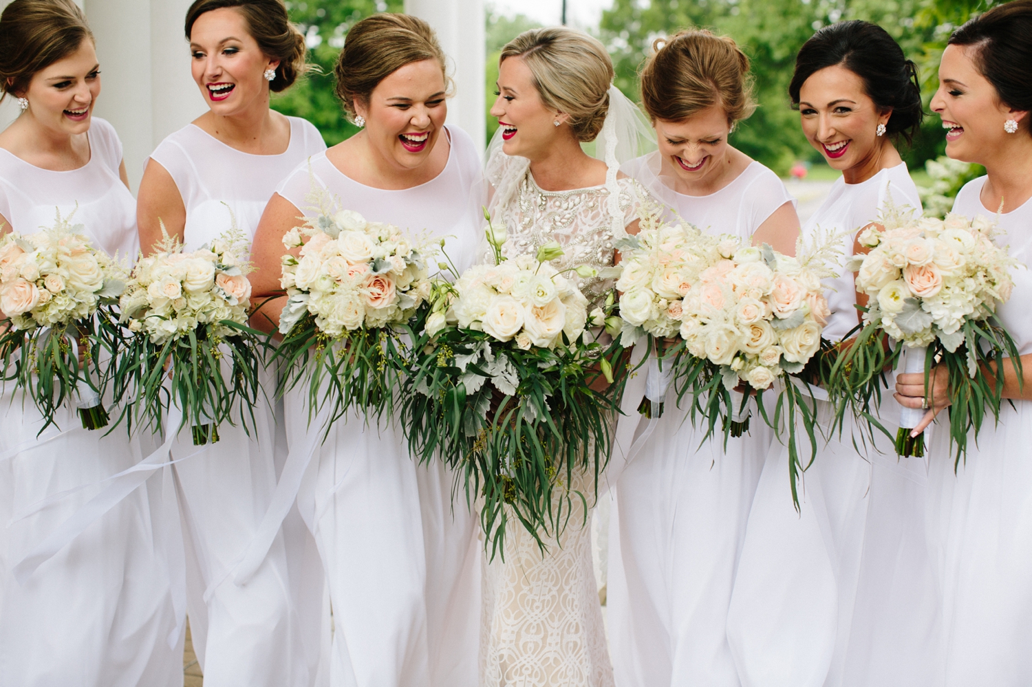greek goddess wedding bridesmaids in white