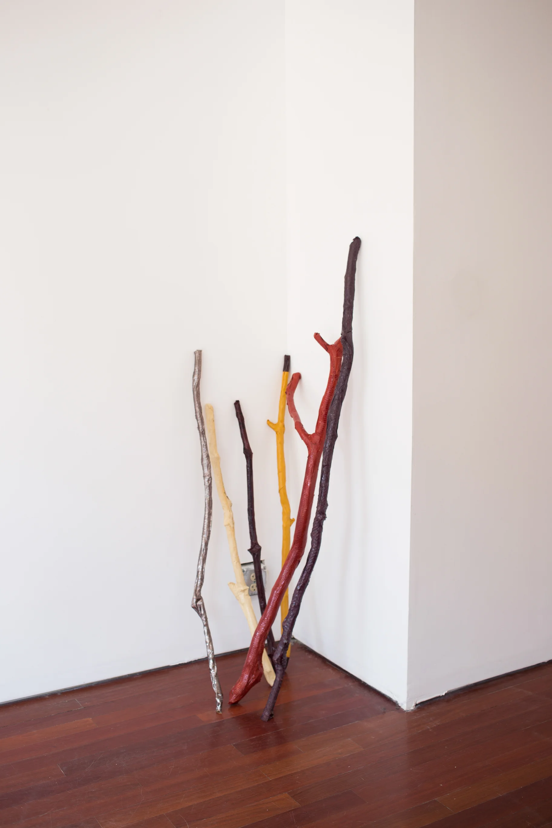 Lisa Kirk, Shaman Sticks , 2016. Installation view. Efrain Lopez Gallery.