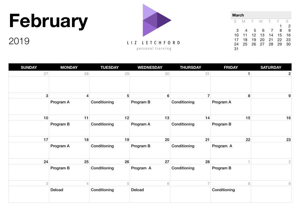 Training Calendar Example