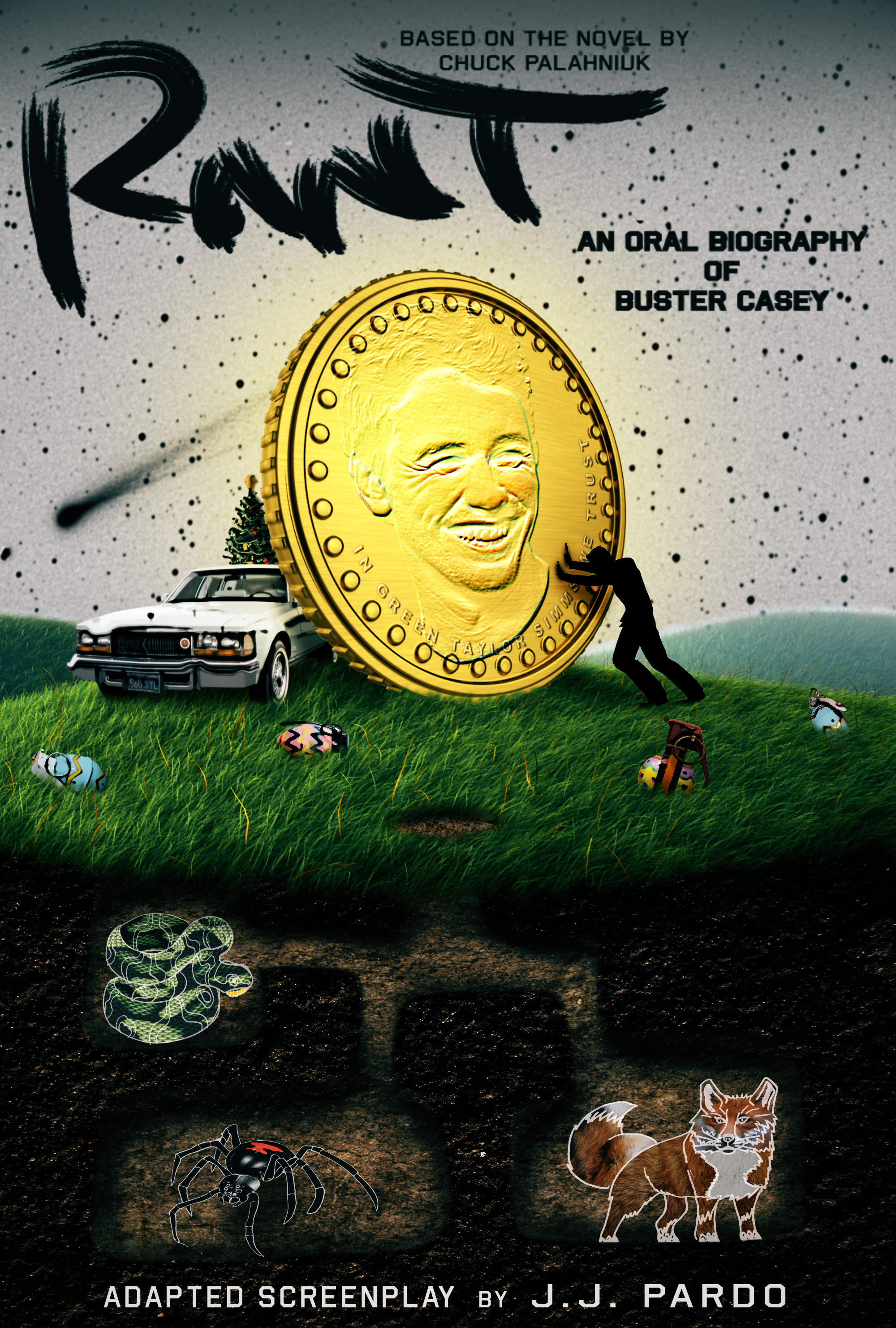 'Rant: An Oral Biography of Buster Casey' Teaser poster concept for J.J. Pardo's screenplay adaptation of Chuck Palahniuk's novel.