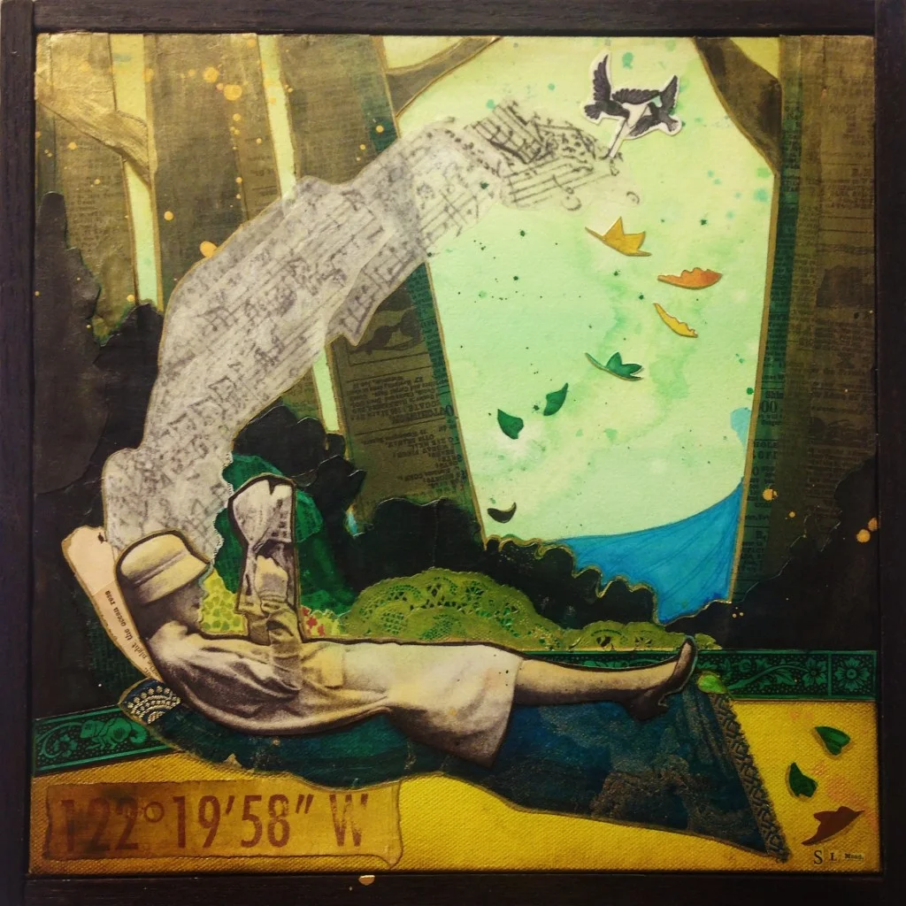 "Vuela Alto", Mixed media on canvas. 12" x 12", 2015