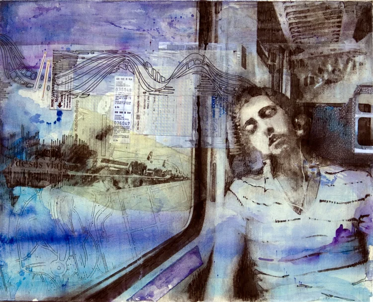 "So Long", 12" x 18" 2010, mixed media.