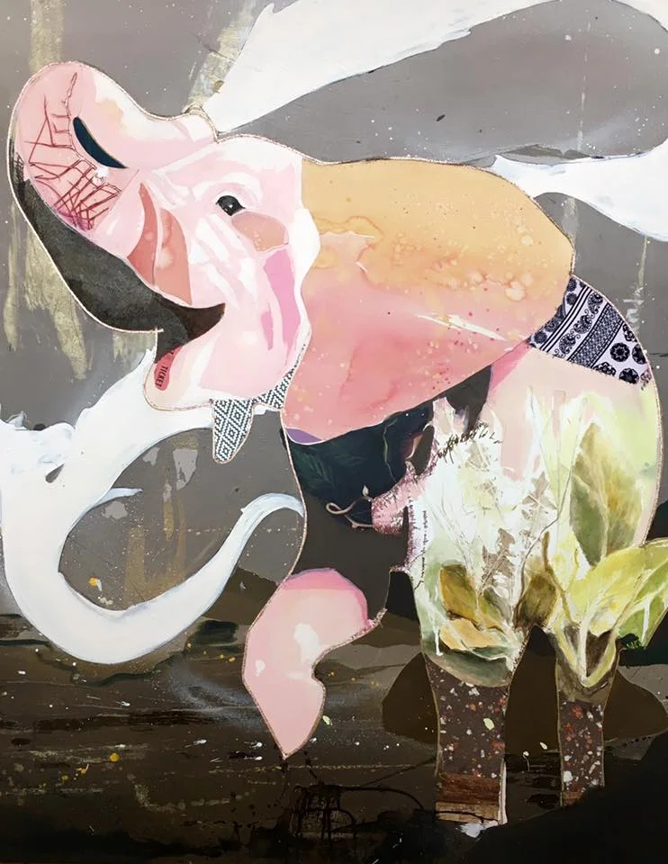 "Journey", 40" x 50", Mixed media on canvas, 2017.