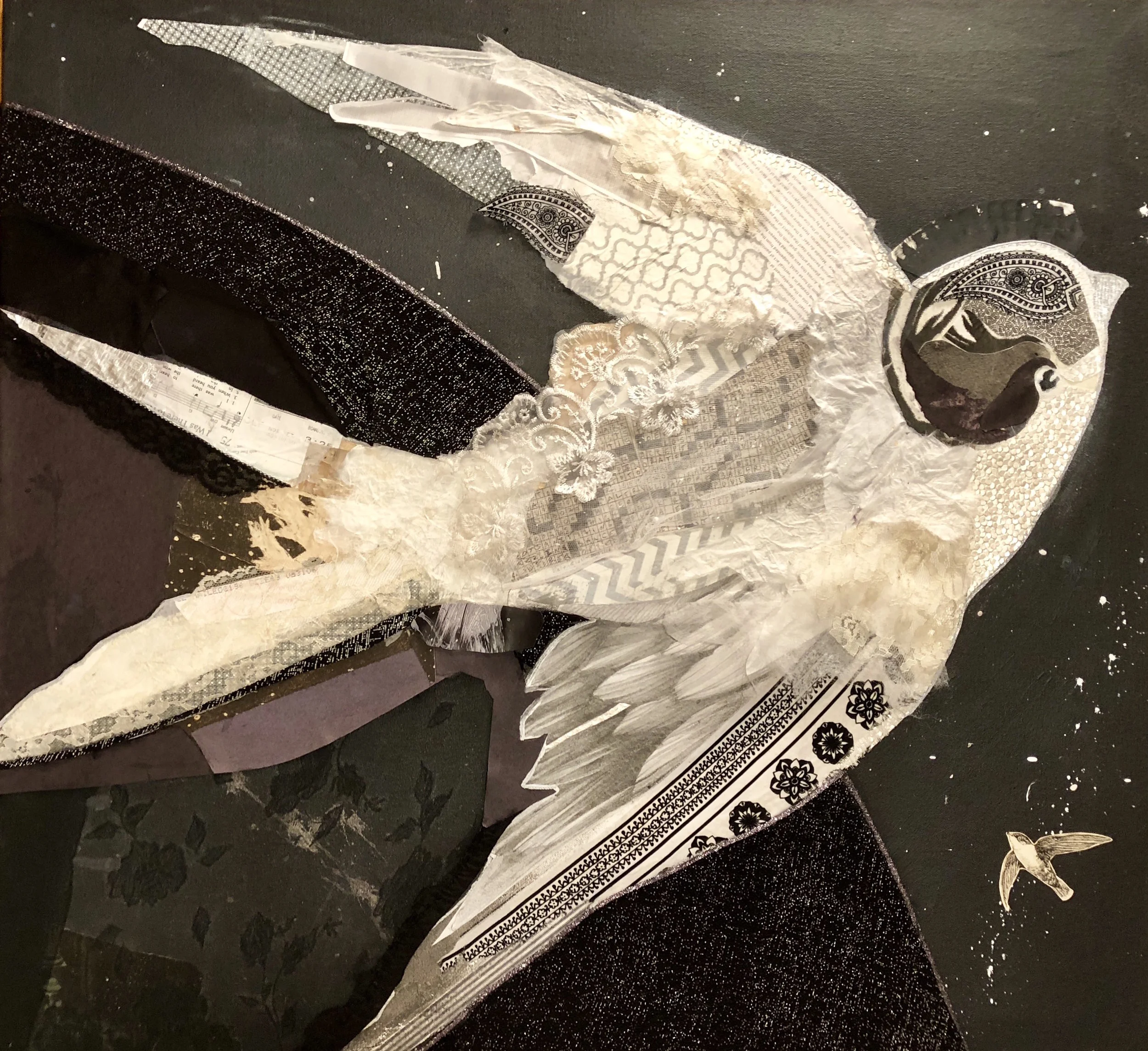 "Escape", 30" x 27", Mixed media on canvas, 2018.