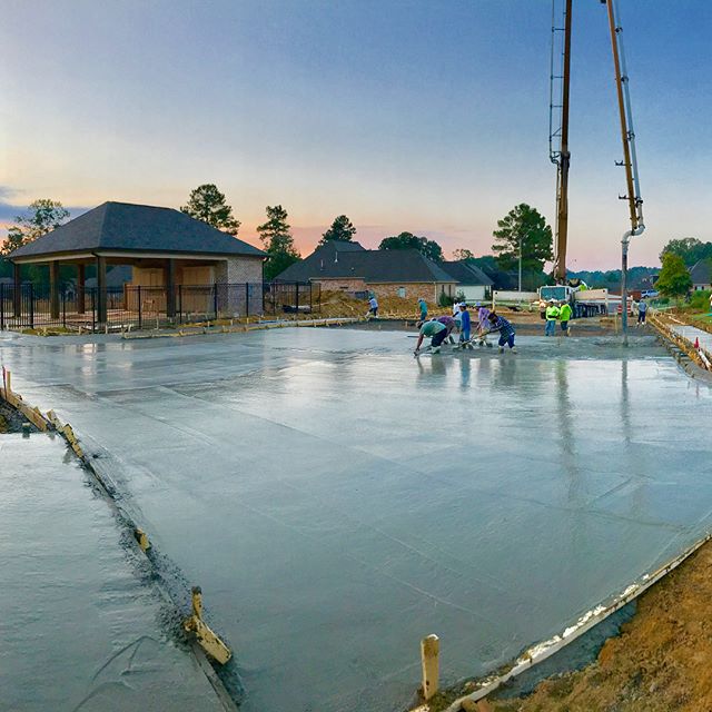 Early morning concrete pour for neighborhood pool project recently completed in Scottish Hills subdivision #construction #concrete #pool #hurryupsummer