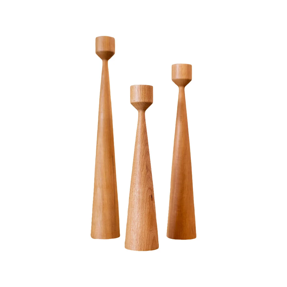 WOODEN TAPER CANDLE HOLDERS