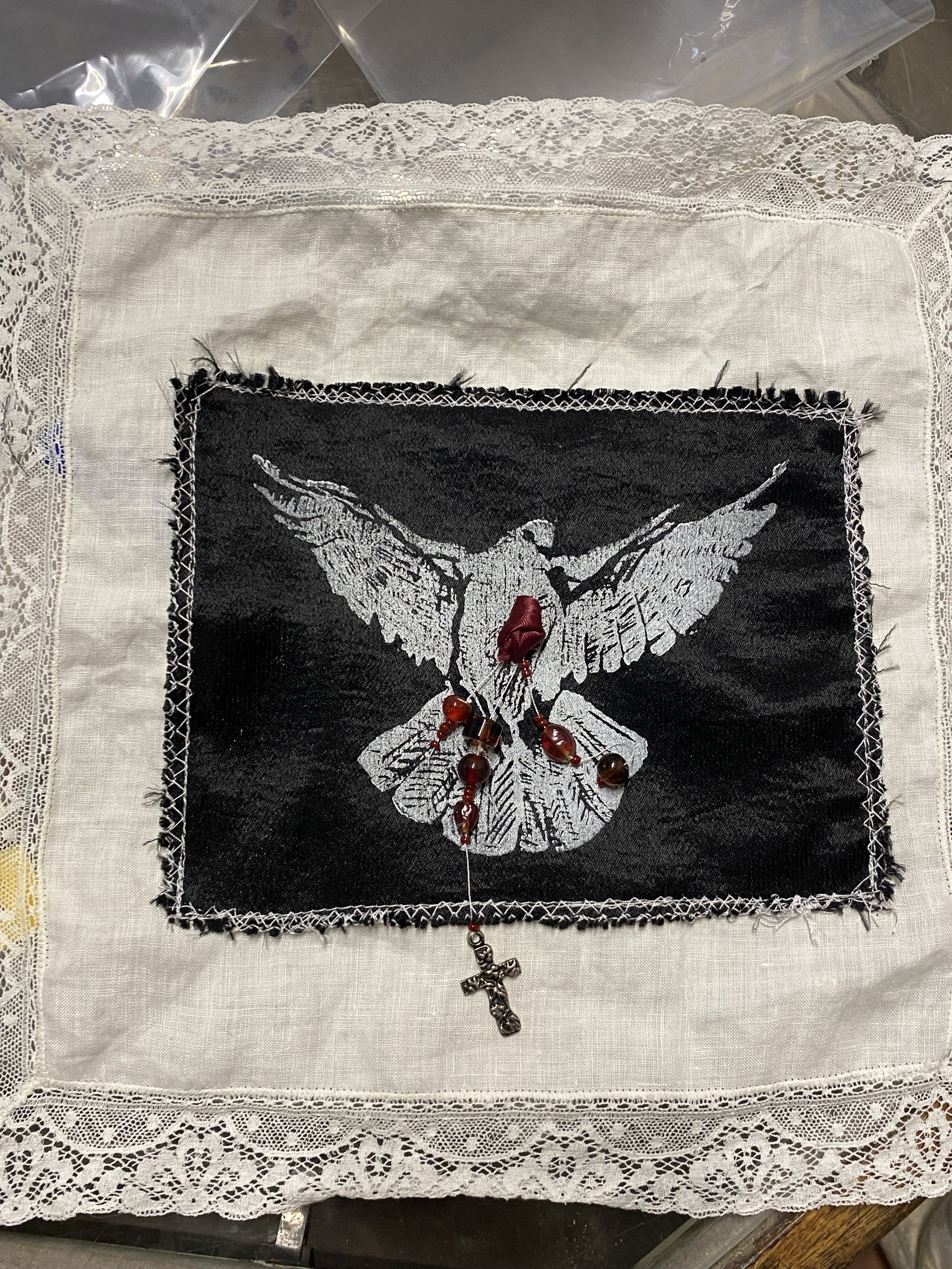 pretty dead bird patch with charm