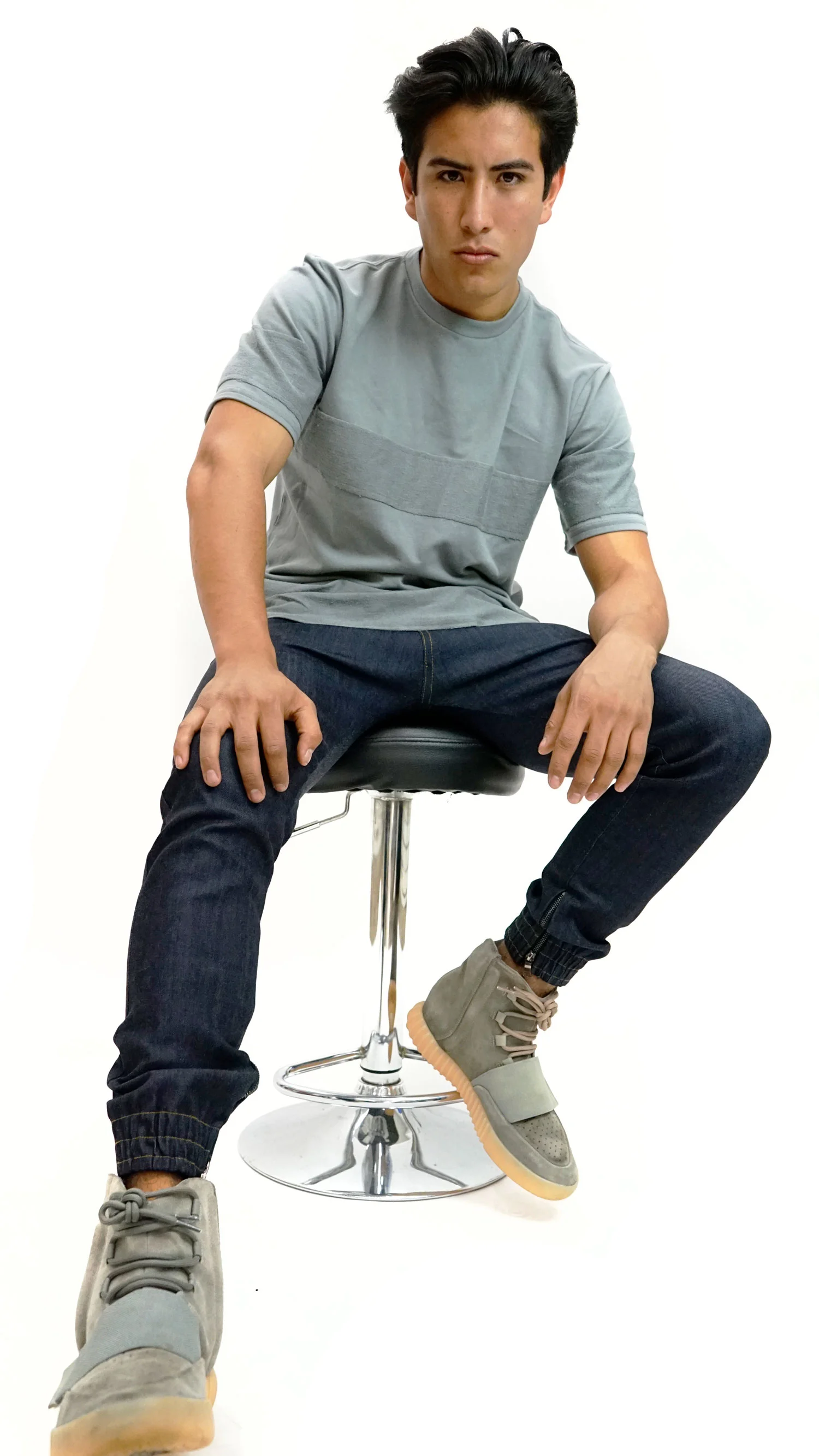 Double Layer Scoop Tee - Grey