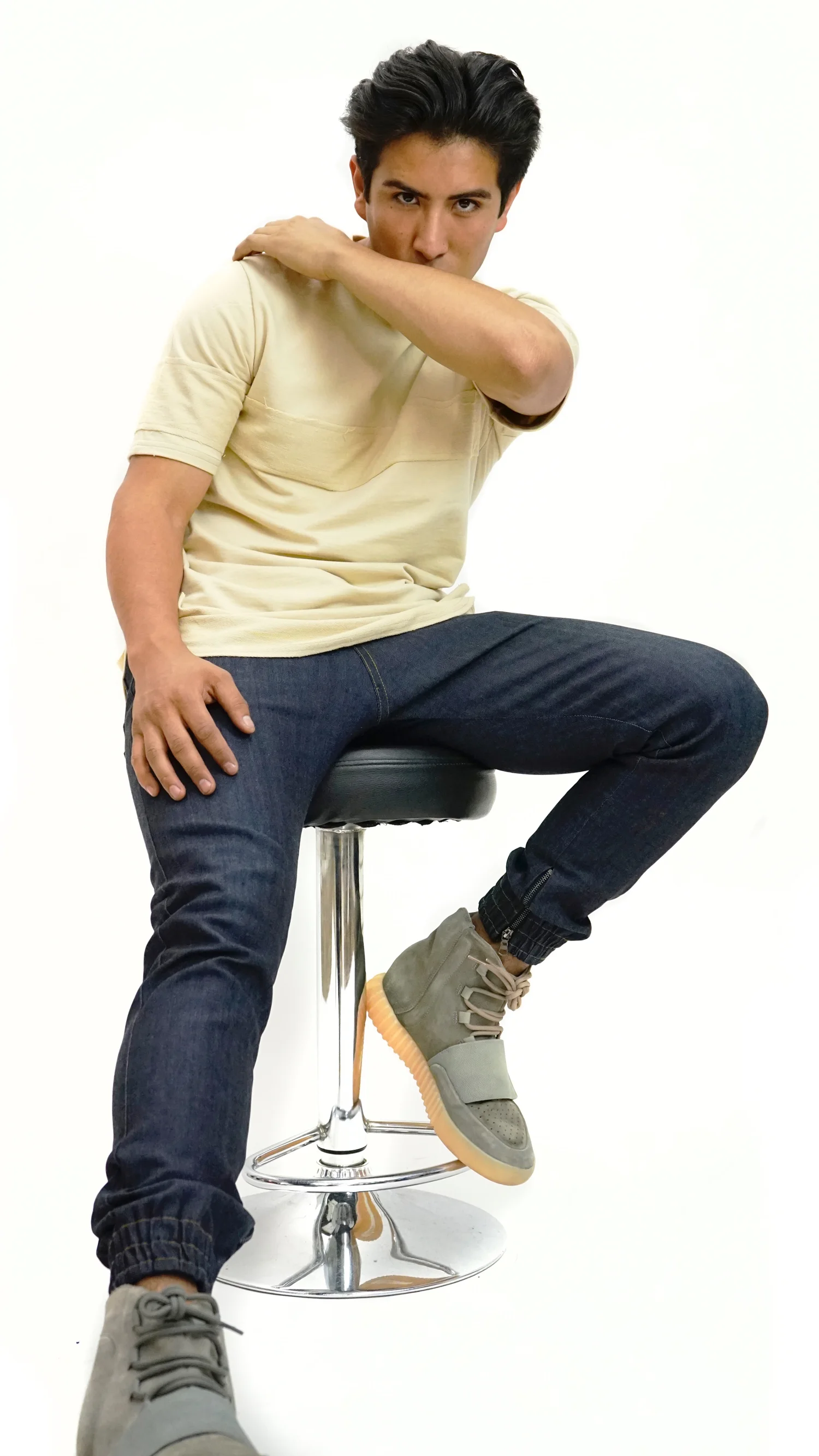 Double Layer Scoop Tee - Cream