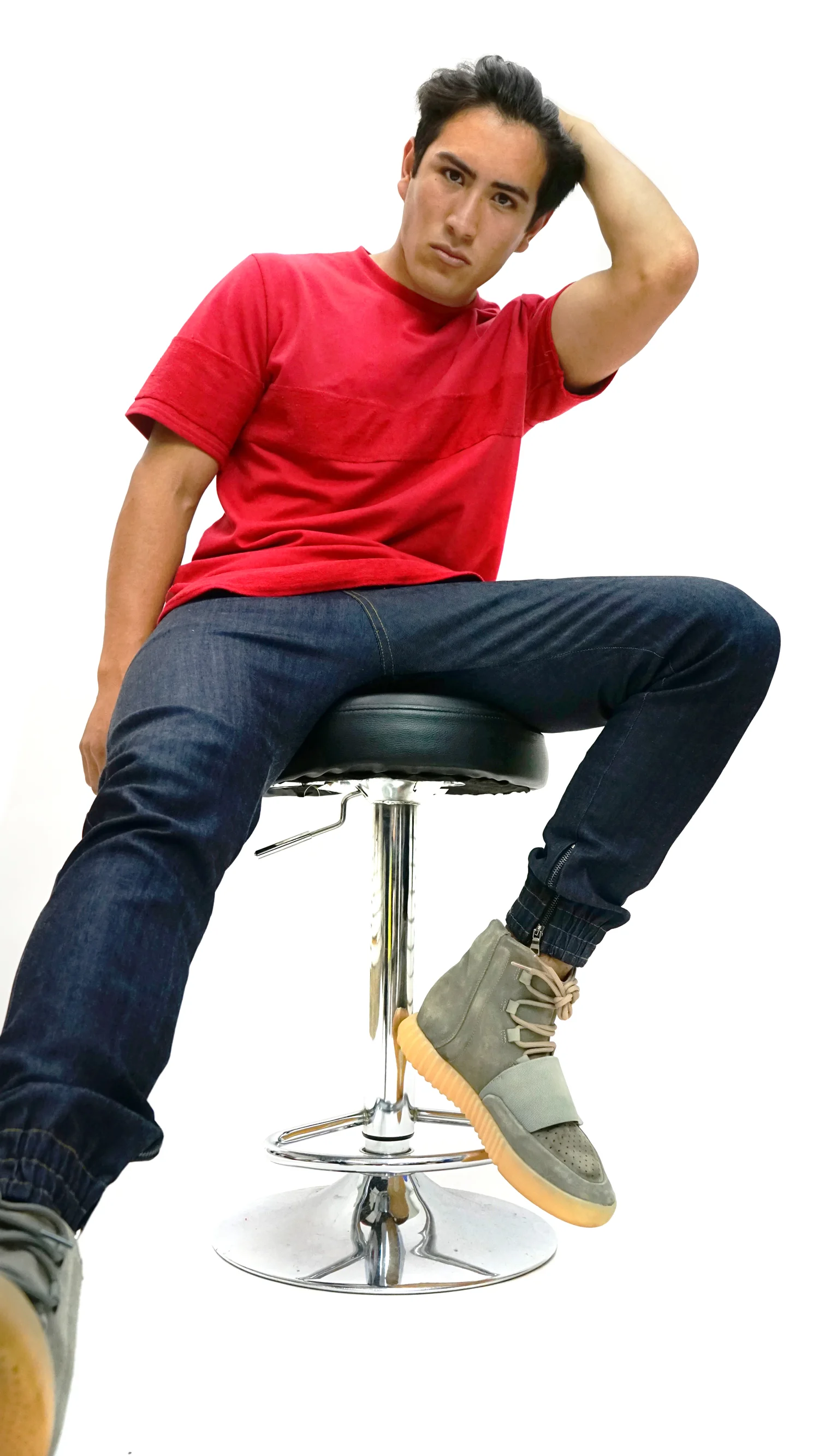 Double Layer Scoop Tee - Red