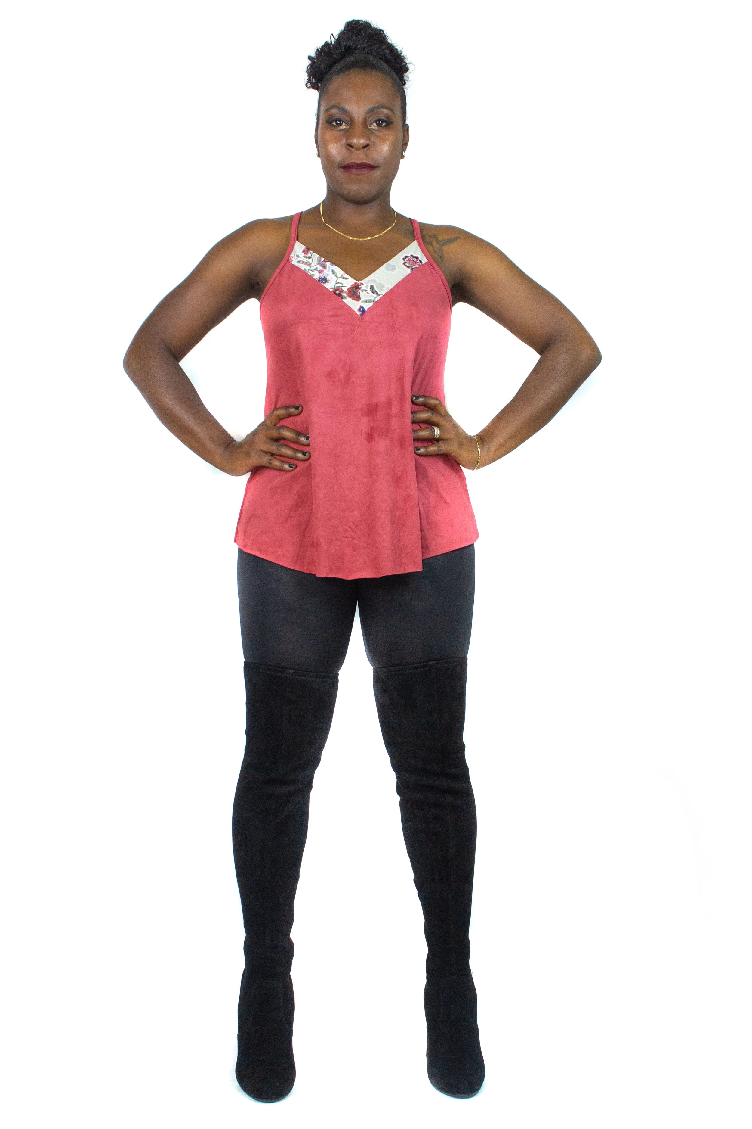 Mauve Faux Suede Floral Cami