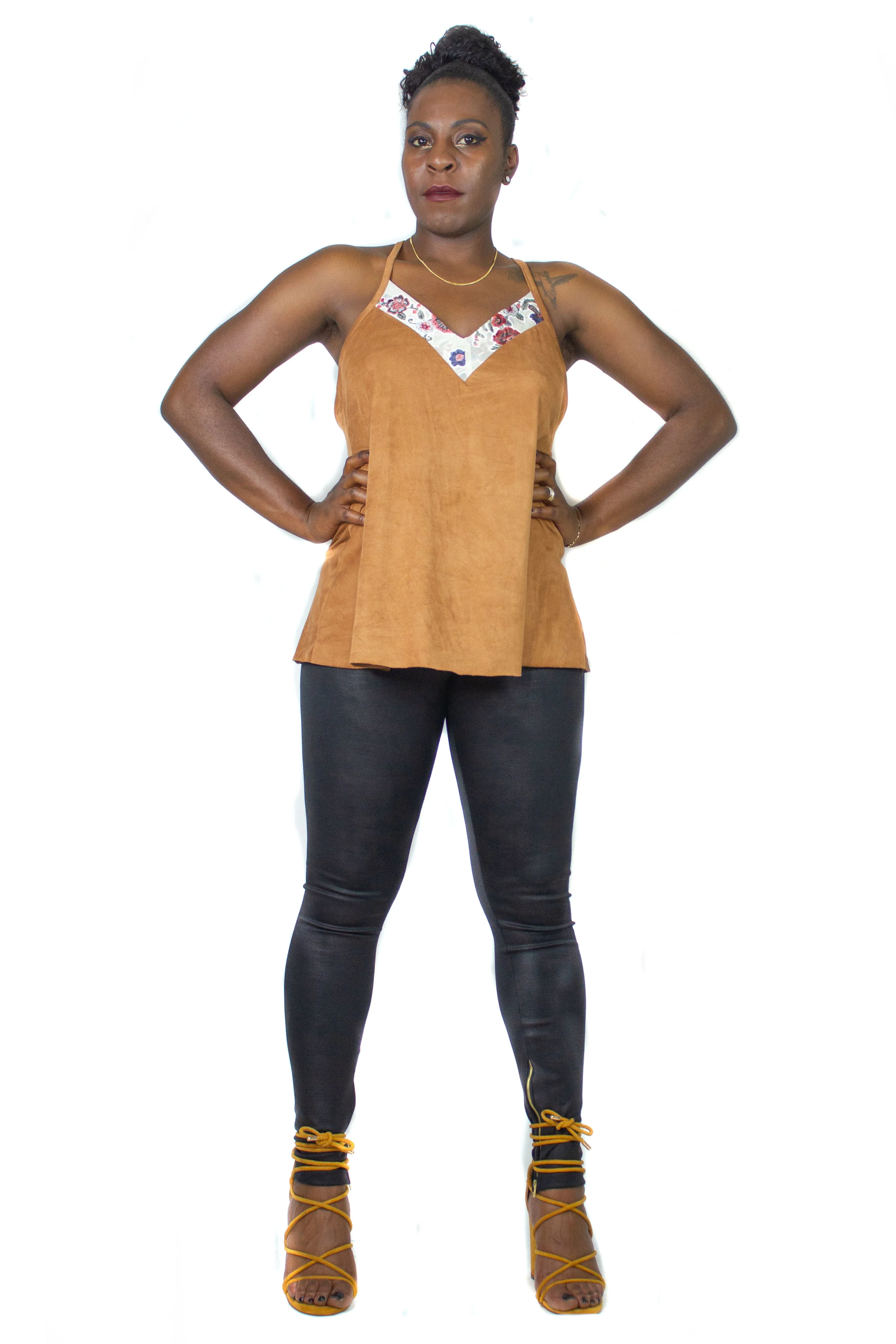 Chestnut Suede Floral Cami