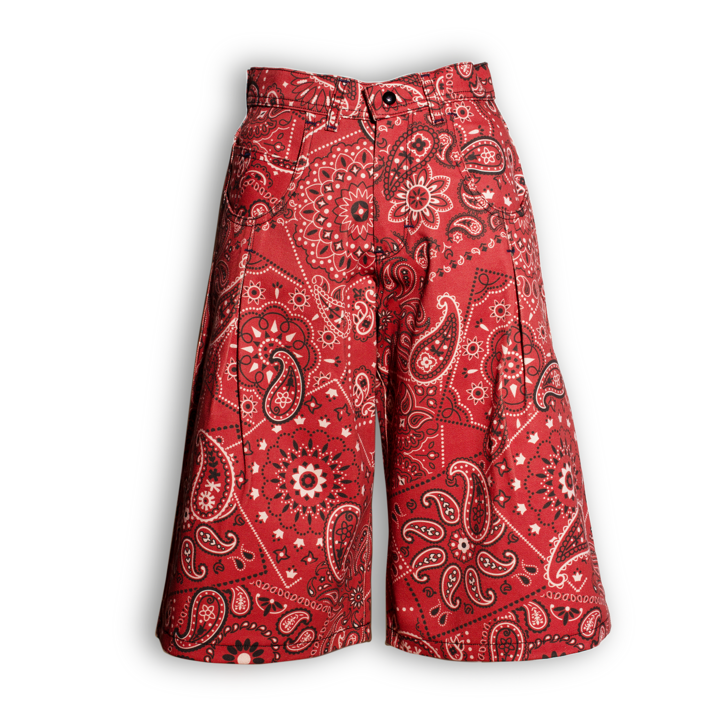 Red Paisley Oversized Shorts