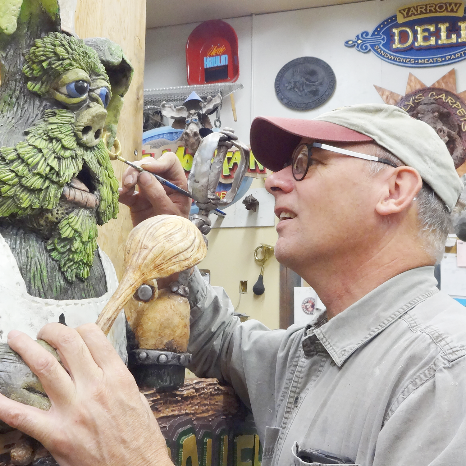 Dan Sawatzky painting a Gruffle for Scallywag Bay Adventure Park.