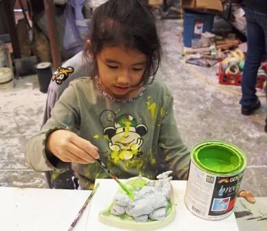 phoebe painting dinosaur