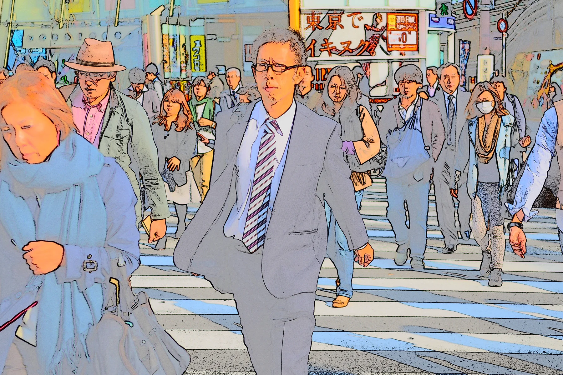  A sea of black-suited office workers depart Tokyo's bustling Shinjuku JR Train Station, which transports more than 3.5 million commuters per day.&nbsp; 