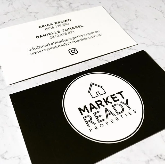Logo Design & Business Card Design for Market Ready Properties. Make sure you hit Danielle & Erica up if your selling your Brisbane home -  they will ensure your home is ready to attract the best sale possible