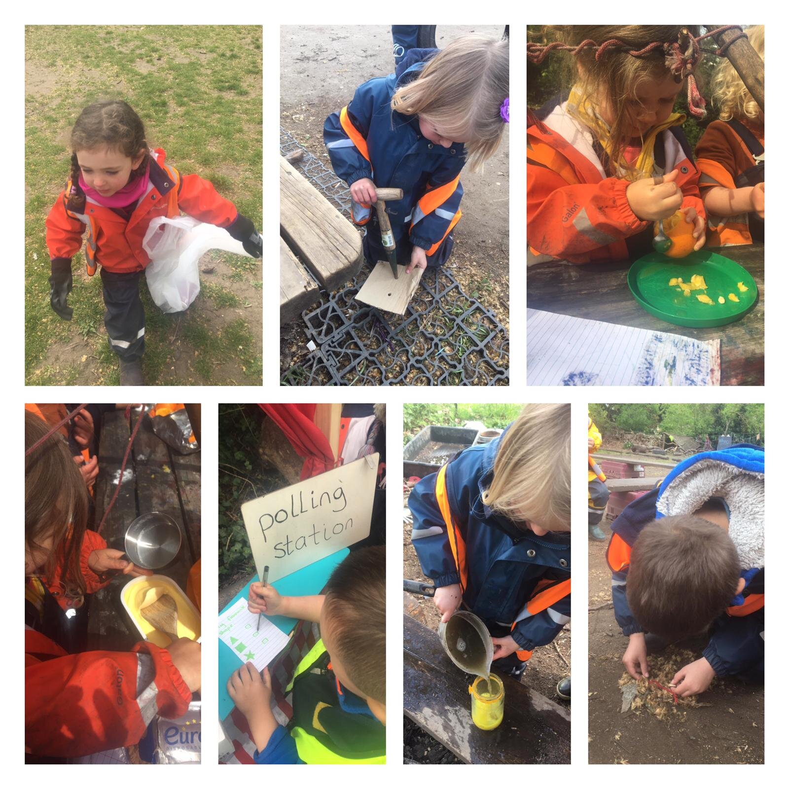 Little Forest Folk Twickenham making paper kites Forest School