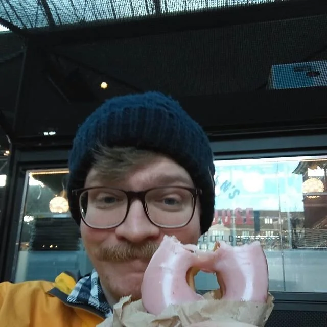 Pink doughnut, almost as good as the Duncan the bakers