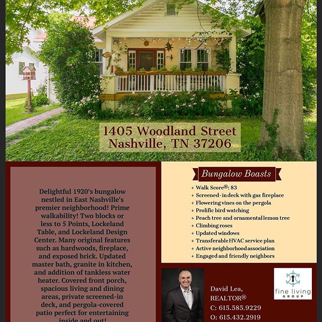 📣Open House Sunday, October 13th 2-4PM📣 Have you been waiting for the perfect East Nashville location? Charming 1920s bungalow located in the heart of Lockeland Springs. 3 beds, 2.5 baths; 1952 sq ft
Walkability ☑️ Indoor/outdoor entertainment spac