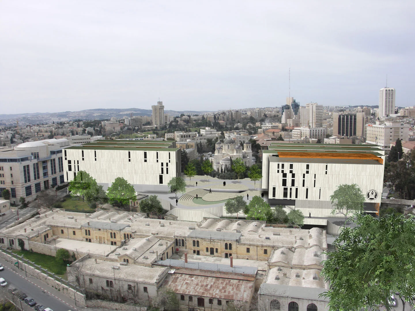 Competition Location: Jerusalem Images: Studio Dwell The design for the New Campus for the Bezalel Academy of Arts and Design aims to unite with its greatest asset - the City of Jerusalem and its people. The New Bezalel Academy design will allow the campus to participate in the life of the city by redefining boundaries. It will stitch together the urban fabric that will become the Cultural Center of the city and Israeli culture. This design aspires to become an interface between the Academy and the community, and between the Art departments. The key to accomplishing this unity is to provide a myraid of meeting places designed to extend the opportunity for the interaction of ideas.