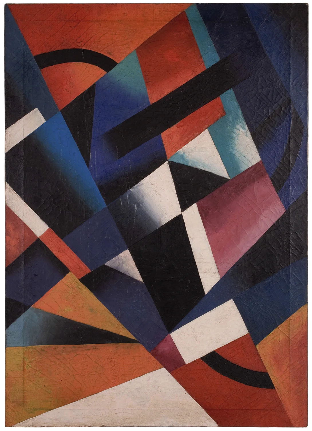 Unattributed. Unsigned. In the style of Alexandra Exter. Oil and gouache on canvas. 77 x 57 cm.