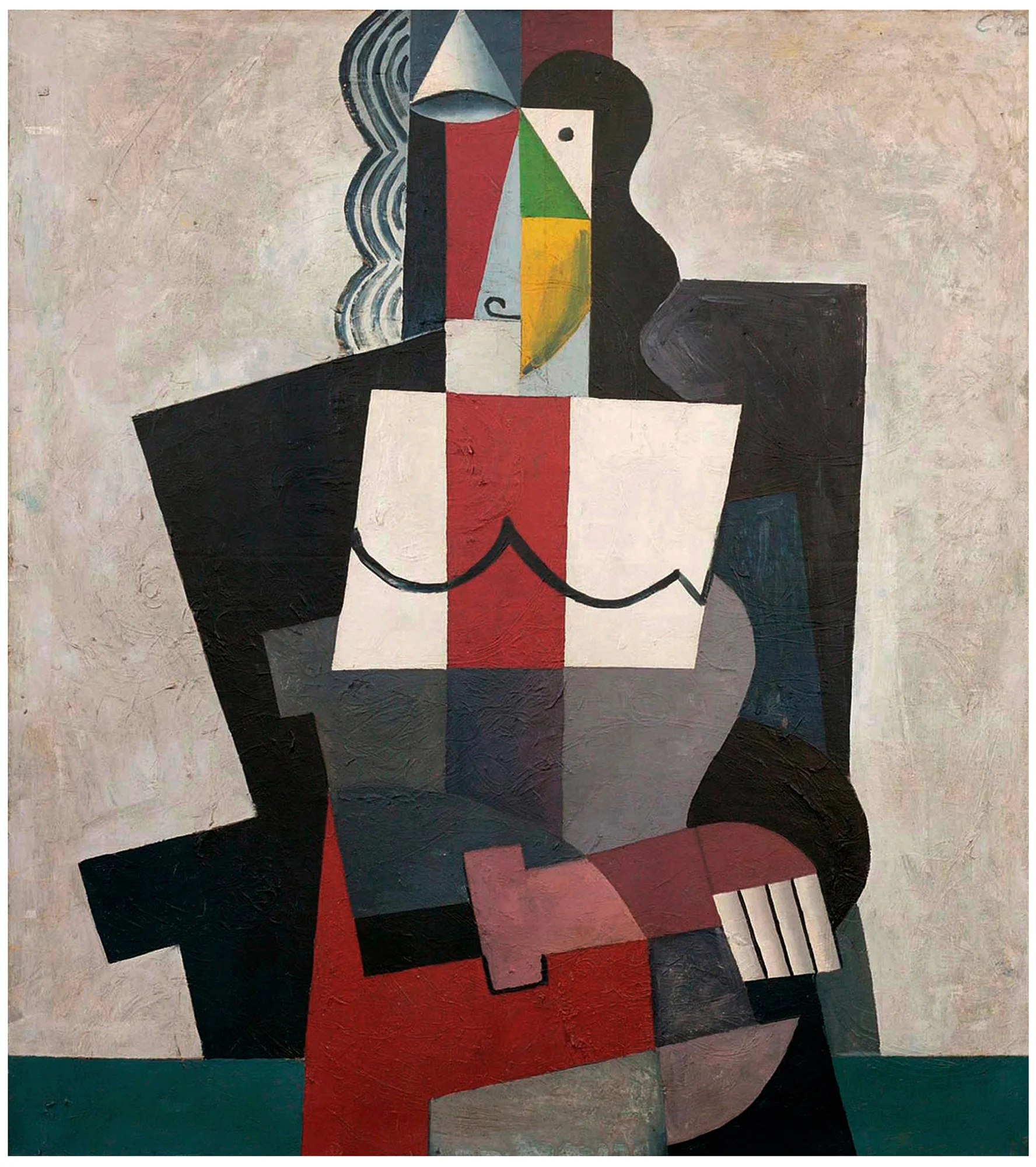Unattributed. In the style of Pablo Picasso. Signed “SP” in Russian on upper right front corner. Oil on canvas. 100 x 90 cm.