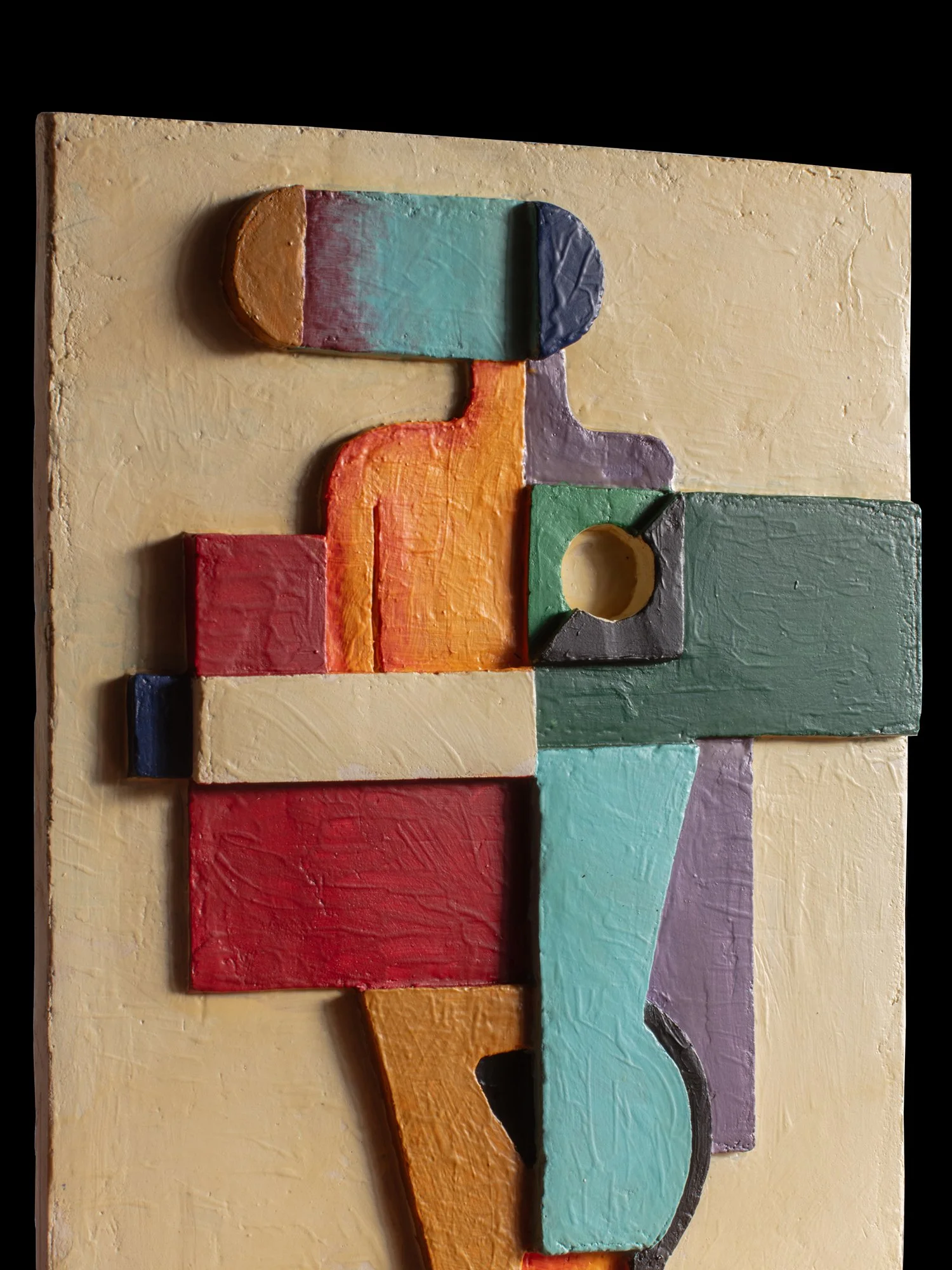   “FIGURA”   Painted Cast Concrete on an Iron Base.  15 x 11.5 inches. 