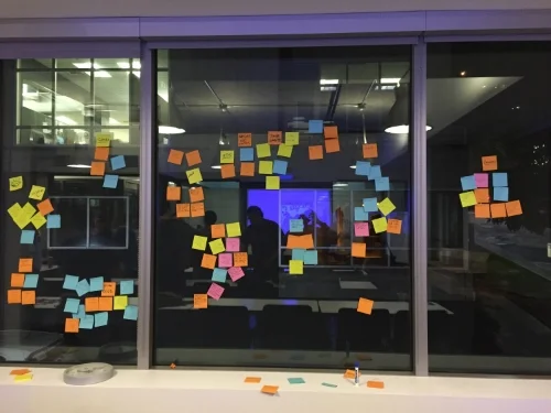  Affinity diagraming anyone? This process is used for combining many thoughts that may have seemed wild and abstract into patterns and categories. 
