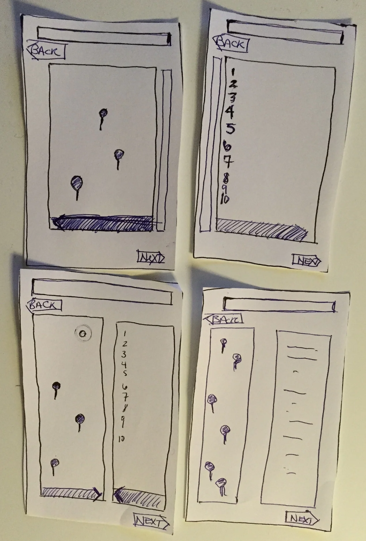  Paper prototypes of the interaction design.&nbsp; 