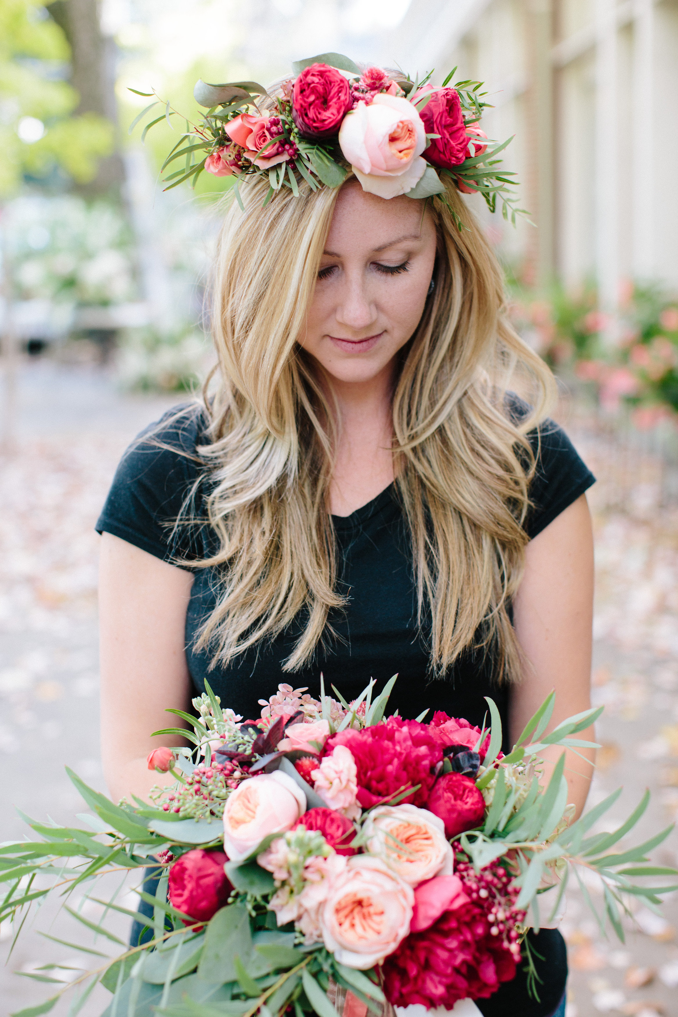  Holly's flower crown and my bouquet!