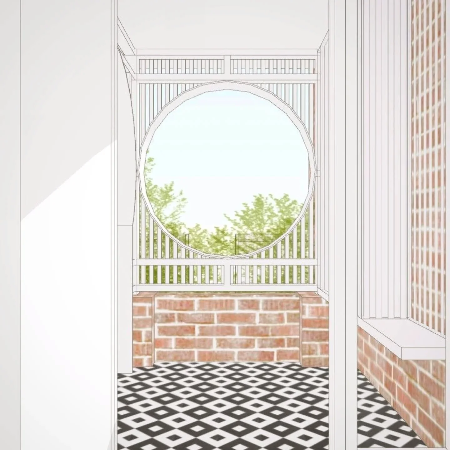 Under Construction (+ still a bit more design): #BattenPorchHouse. Most of the action is inside so you won't see much from the street... just a moon window on the porch > 🛠️: @mittyandprice

#OOFarchitecture #OOFWIP #burnley #porch