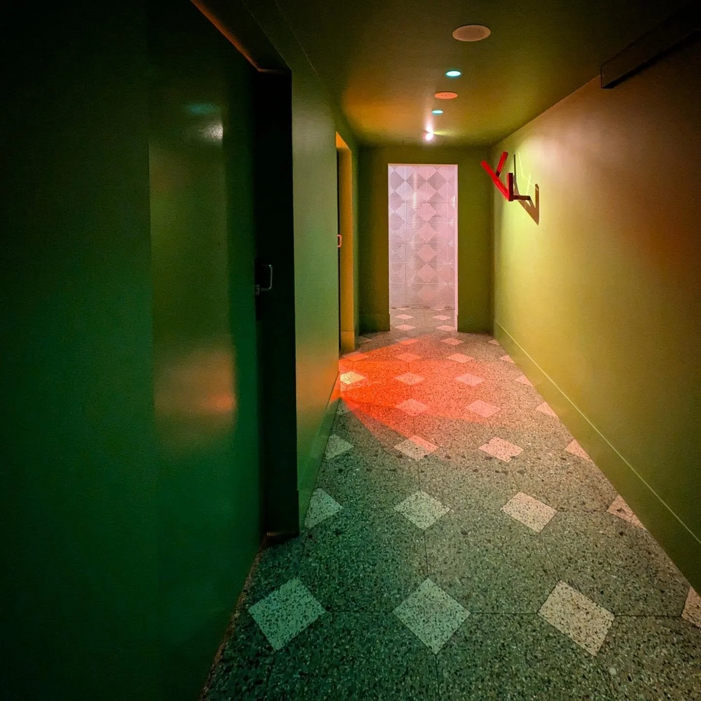 David Lynch-y decor on the way to the bathroom at #DiStasio in #Carlton