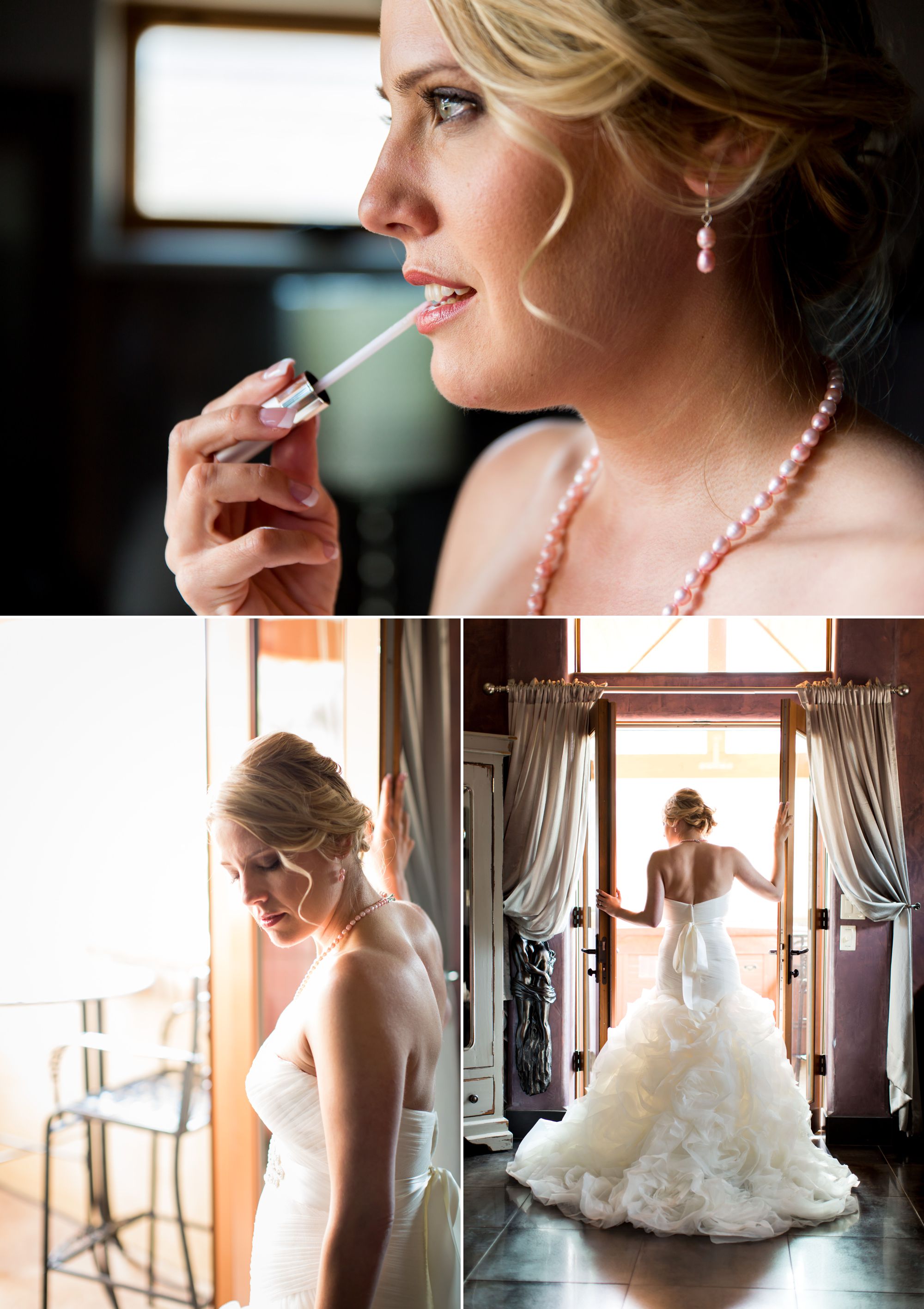 Stunning Vera Wang Wedding Gown in one of Della Terra's Honeymoon suites.
