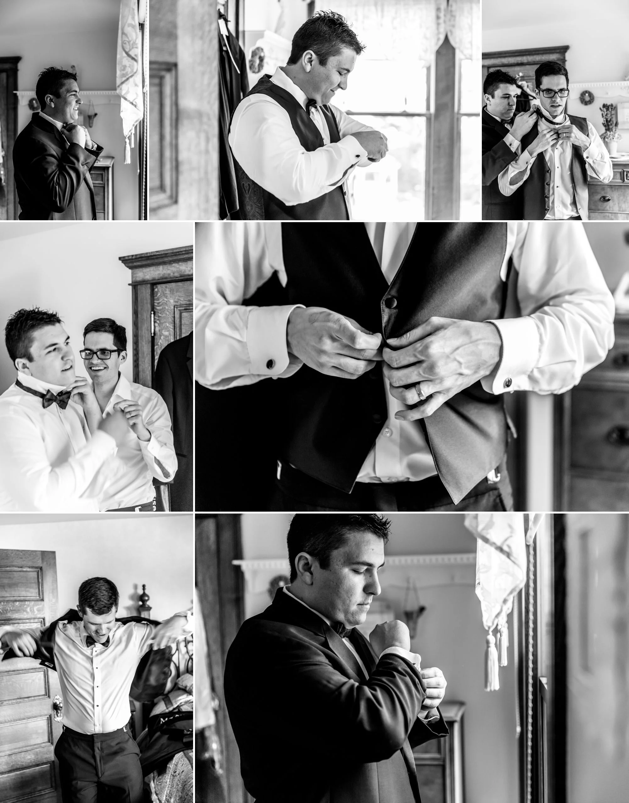 Groom and groomsmen getting ready at the Tapestry House!