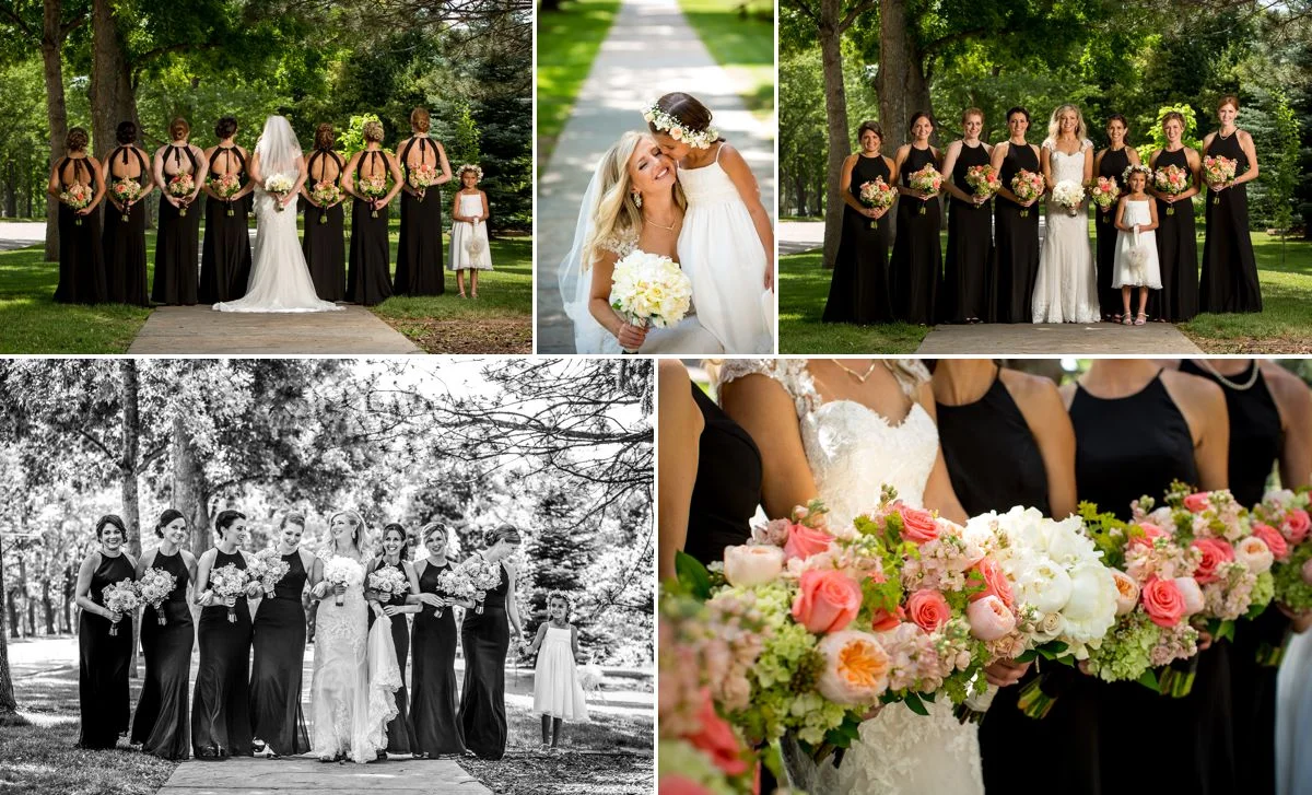 A beautiful bride and her bridesmaids. 