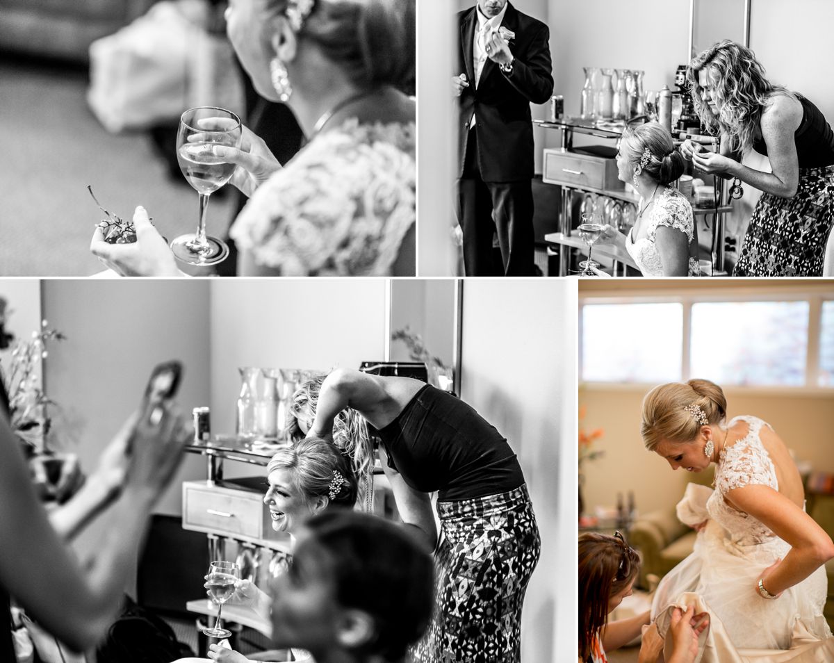 Kristin with Bask Salon was amazing! Following the ceremony, Kristin arrived onsite to give Stephanie a fresh look with a classic up-do just before her bustle!
