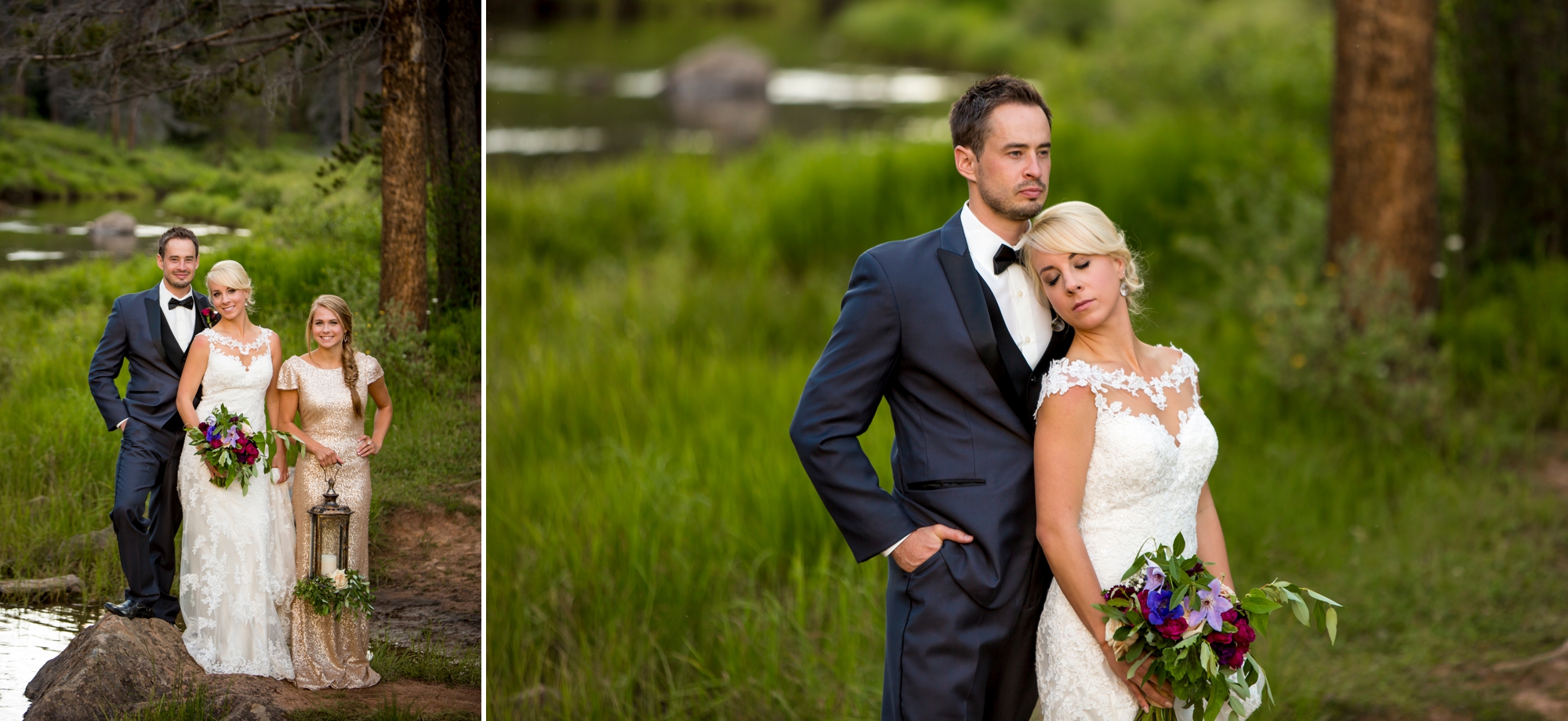 Dress & Tux from Dora Grace Bridal, Dress by Miss Stella York, Tux is Portofino & Sorella Vita Designer series Bridesmaid Dress: Modern Metallic 