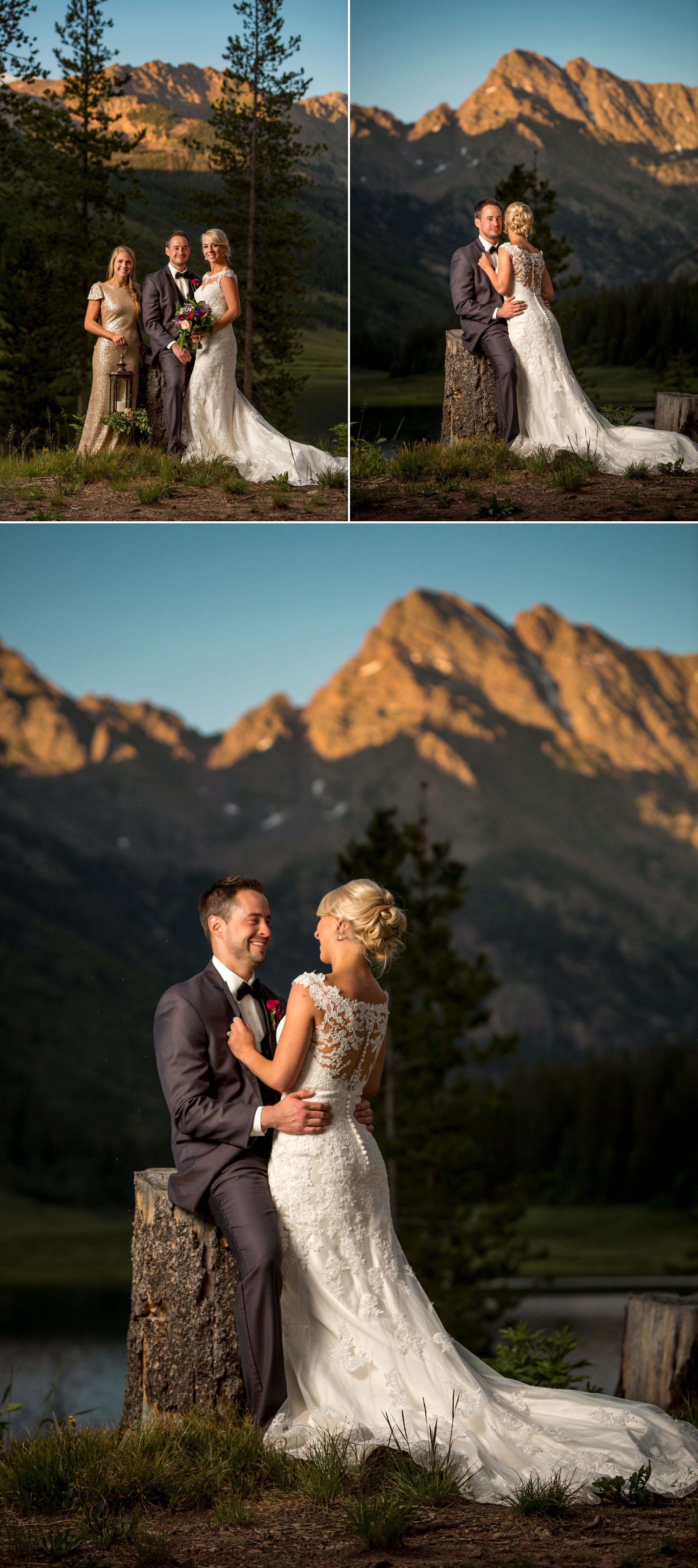 Dress & Tux from Dora Grace Bridal, Dress by Miss Stella York, Tux is Portofino & Sorella Vita Designer series Bridesmaid Dress: Modern Metallic 