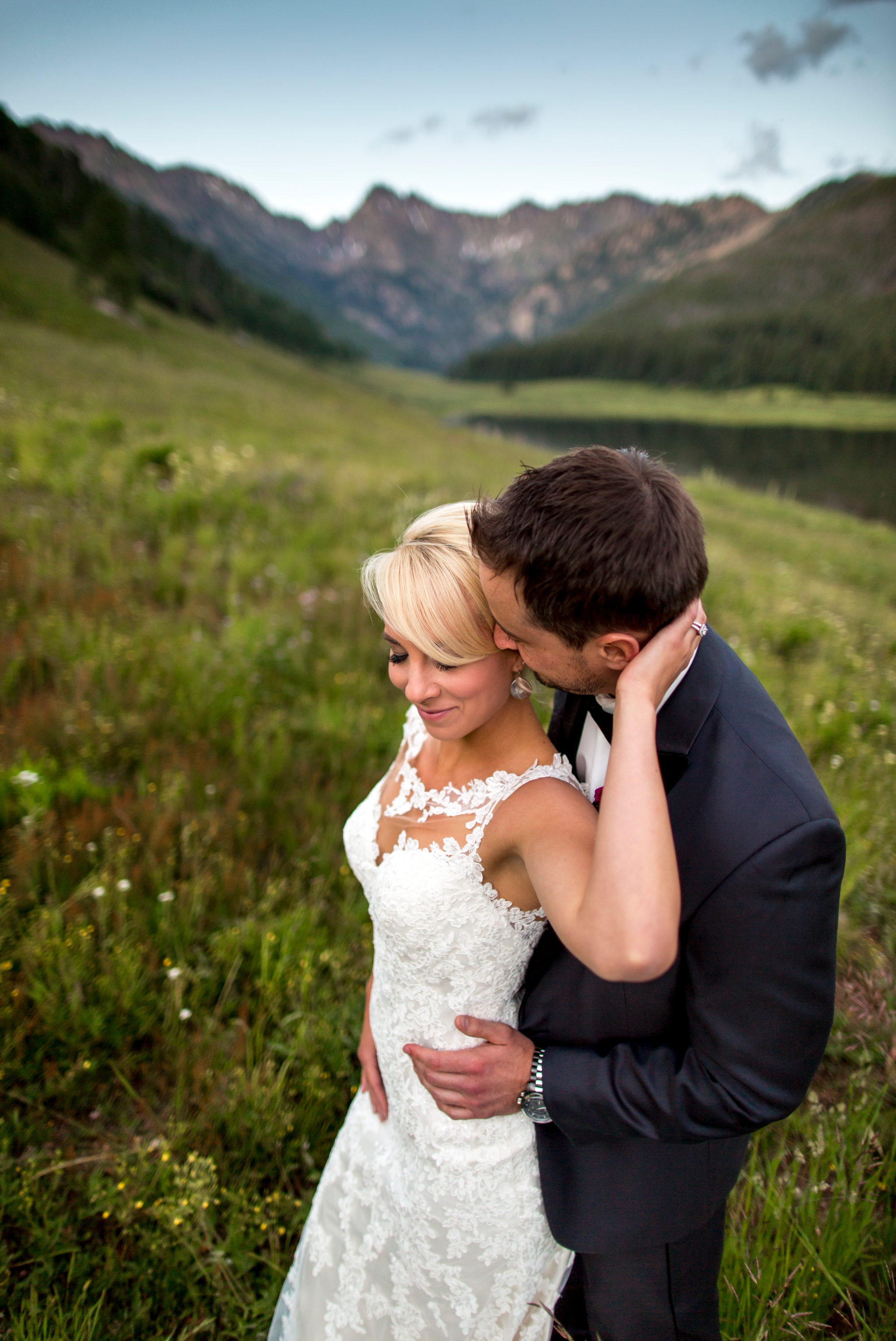 Dress & Tux from Dora Grace Bridal, Dress by Miss Stella York, Tux is Portofino 