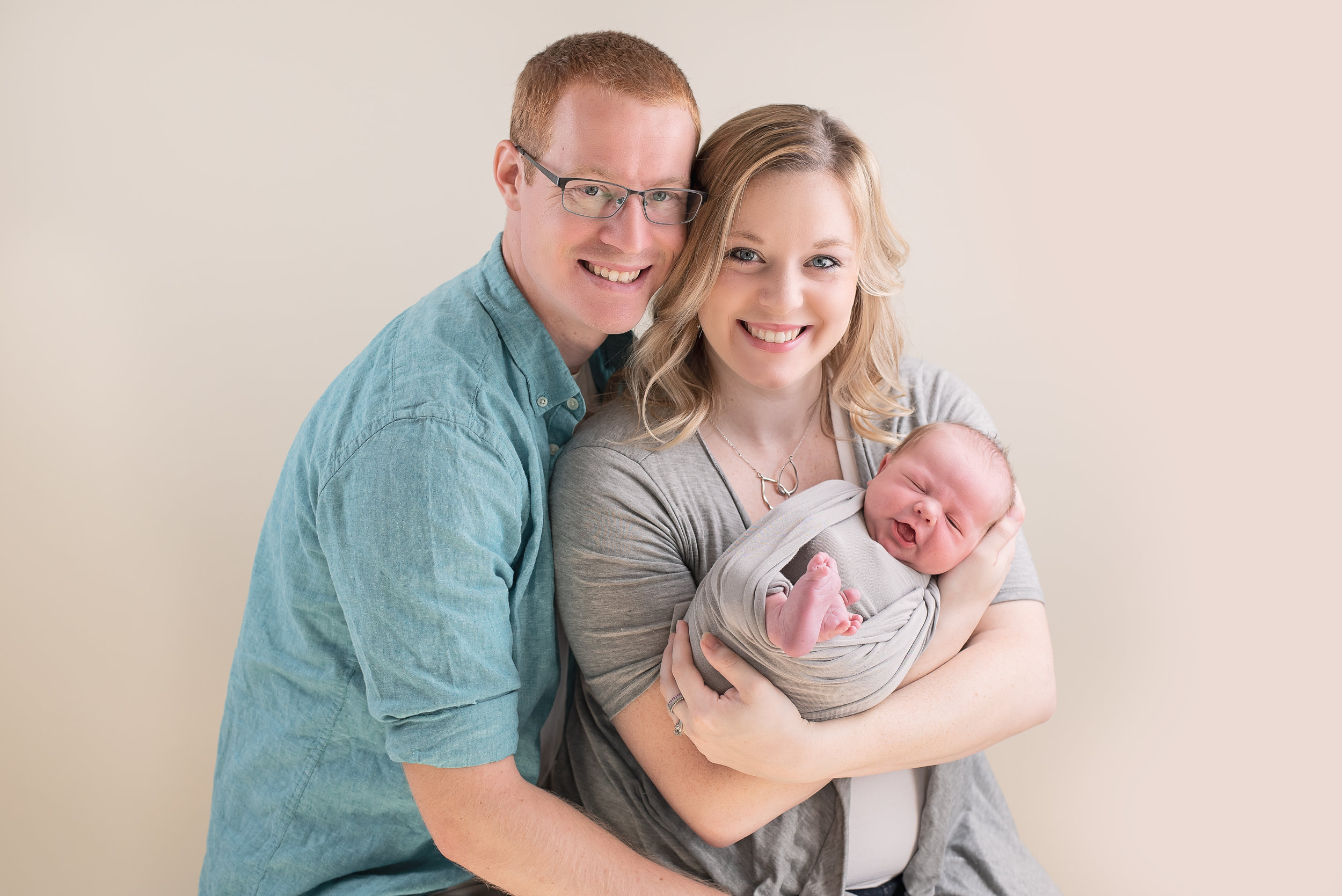family of three family newborn picture