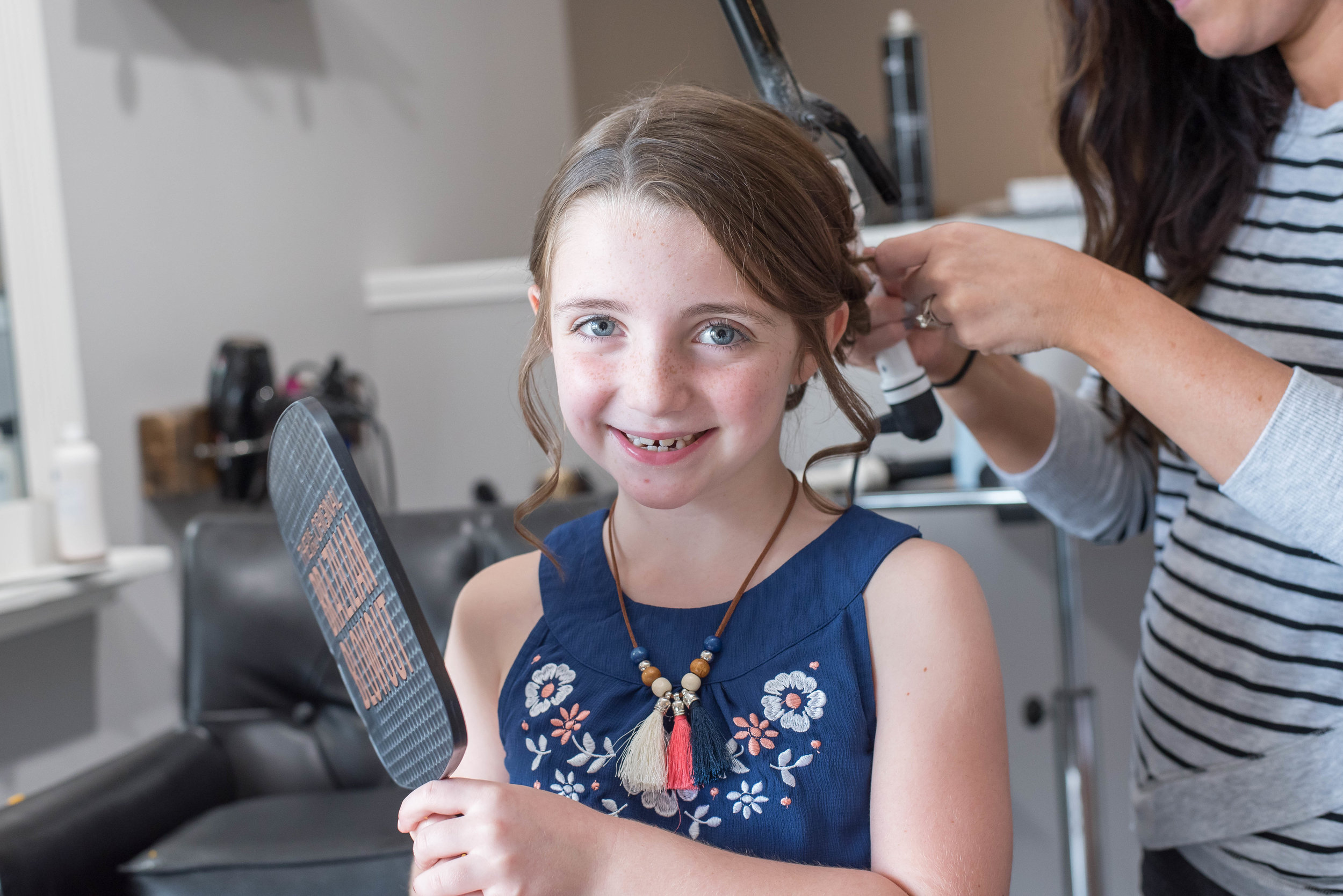 flower girl getting ready