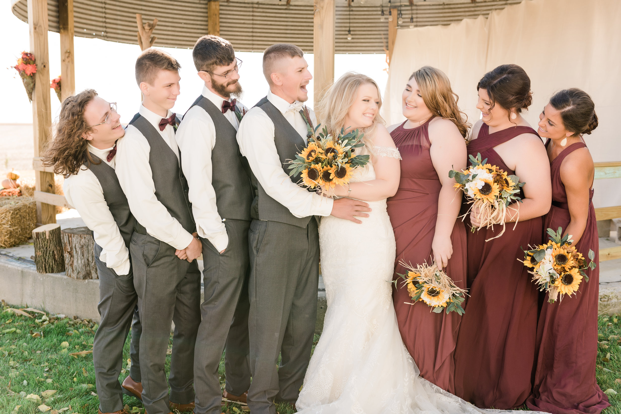 bridal party laughs