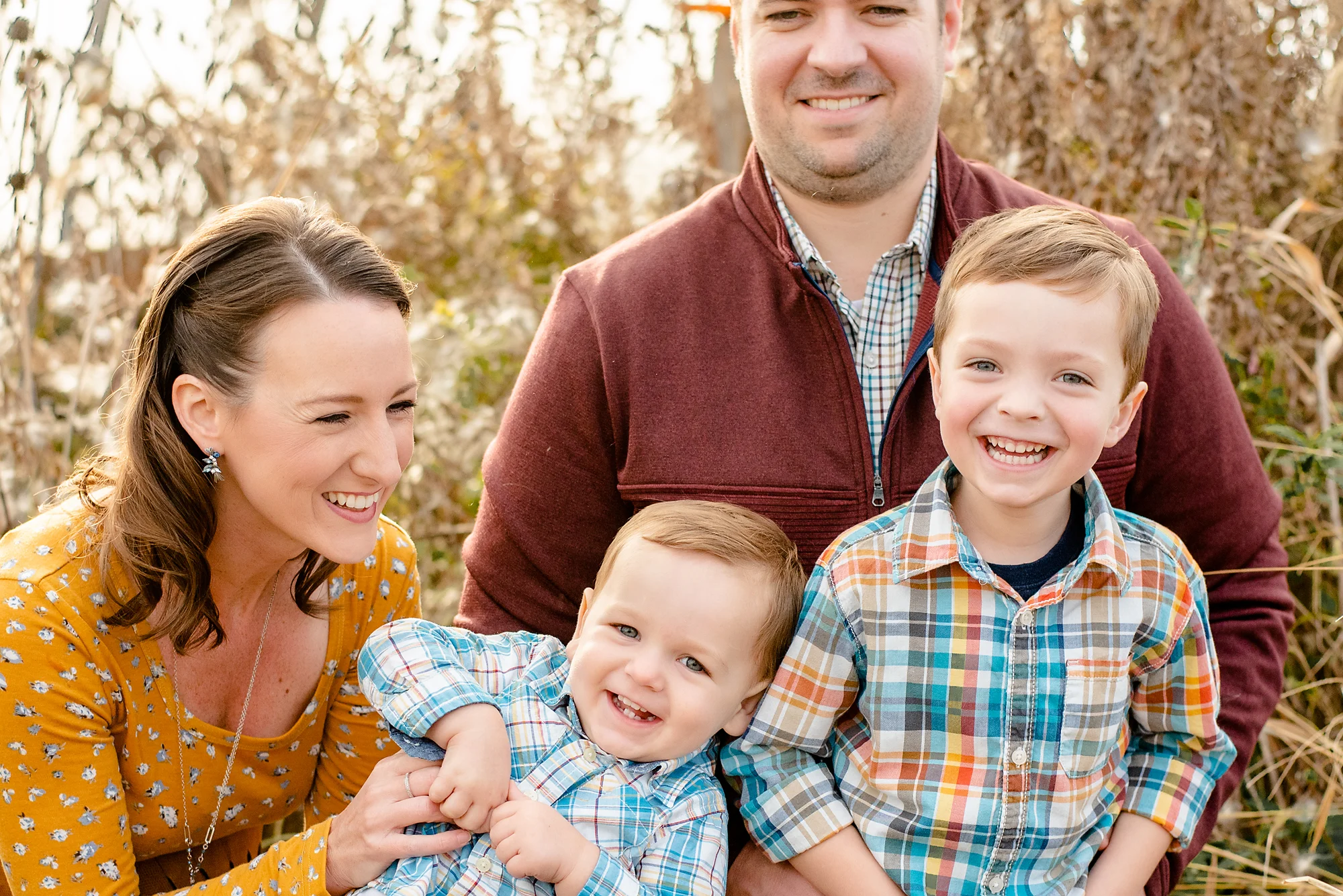 family laughing and playing