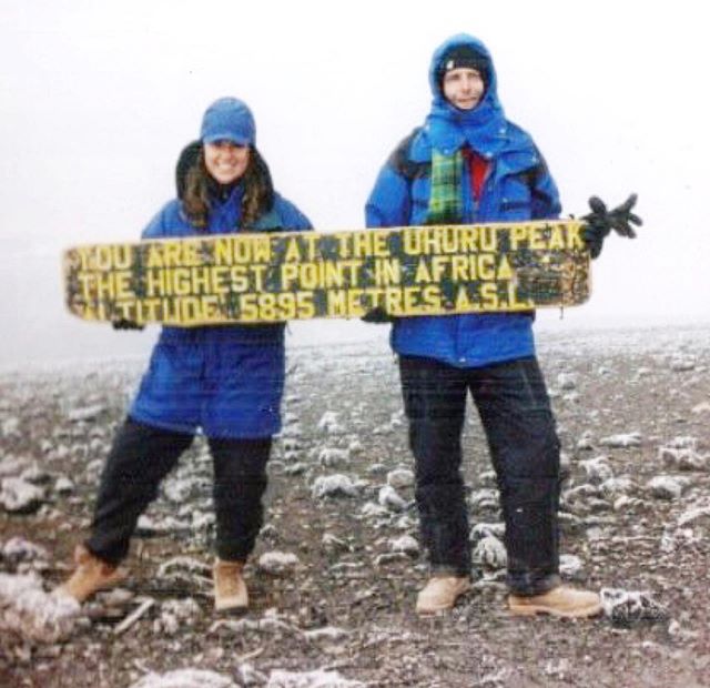#TBT to when I was a mountain woman (and a brunette 😂👩🏻) and decided that I was going to climb Mt. Kilimanjaro, one of the &quot;seven summits&quot; and the highest peak in Africa.
.
This was so long ago that there wasn't even a sign at the top (n