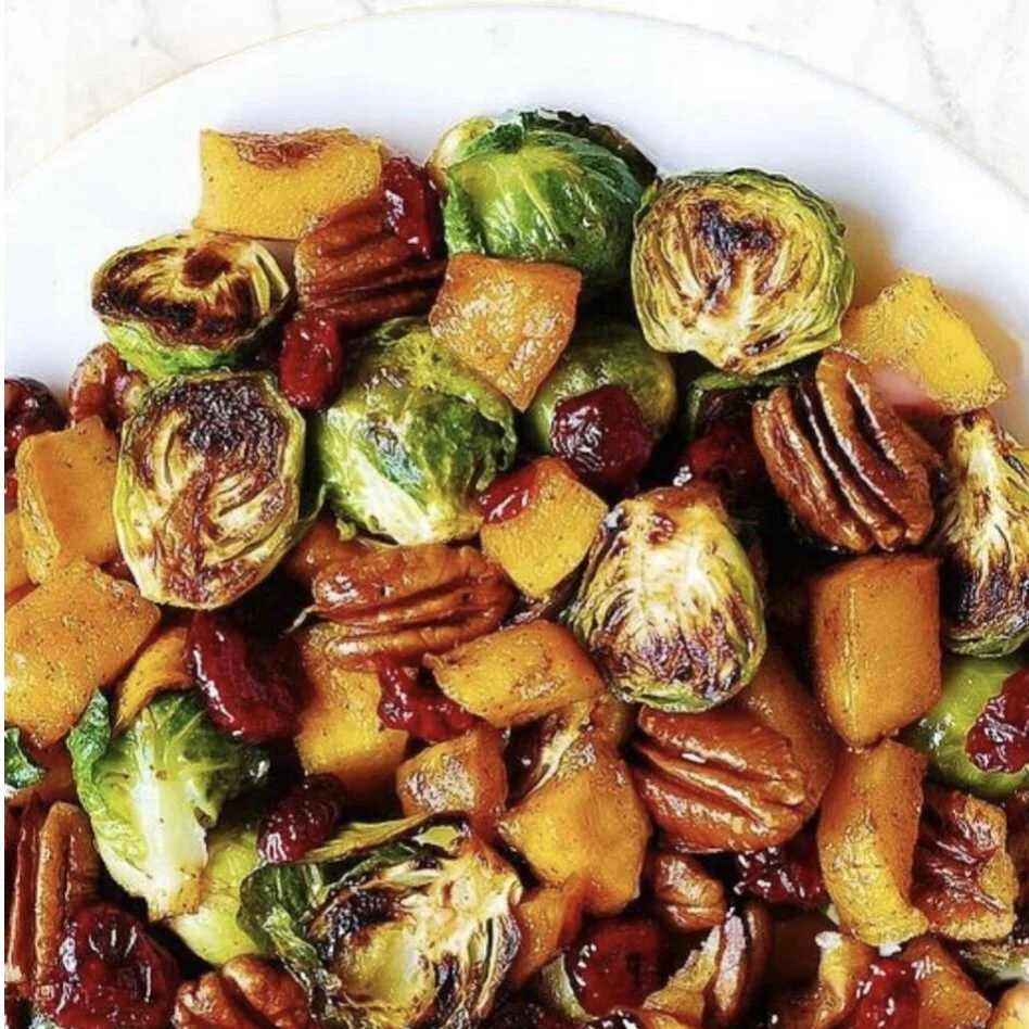 Cinnamon Spiced Butternut Squash and Brussels Sprouts