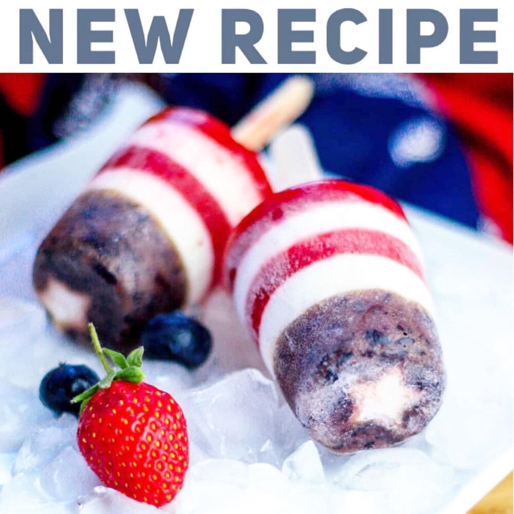 HAPPY 4TH,! 🇺🇸🇺🇸🇺🇸
How about swapping out your store-bought pie for this whole food goodness!
.
These naturally red, white, and blue patriotic popsicles are healthy and easy to make. They&rsquo;re perfect for celebrating the Independence Day or
