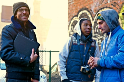 Writer/Director Clayton Dean Smith with Lead Actor Corwin C. Tuggles and Cinematographer Giacomo Belletti on set