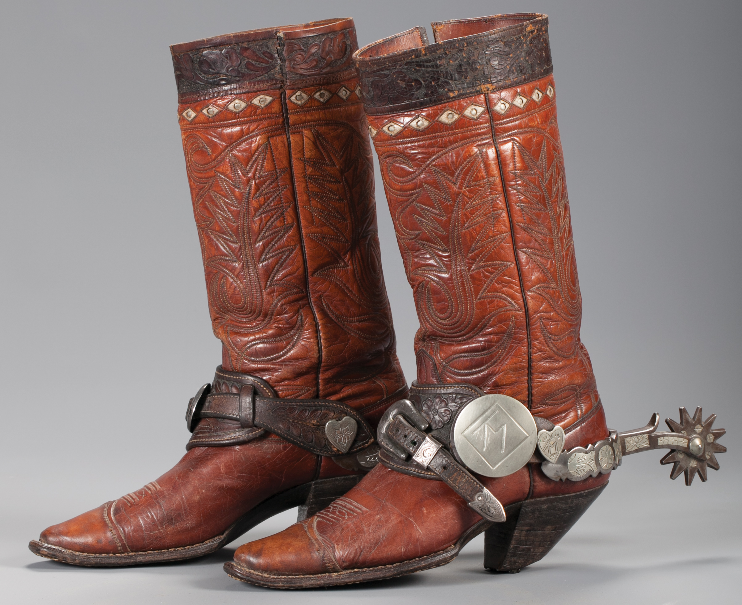 Brian Lebel's Mesa Auction - January 21, 2017 Lot 51: Tom Mix's Personal Cowboy Boots. Sold $5,175 Lot 52: Bob Baldwin Canon City Spurs made for Tom Mix. Est. Sold $16,100